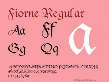 Fiorne Regular PrintMaster Copyright (c)1998 Mindscape Inc. Font Sample