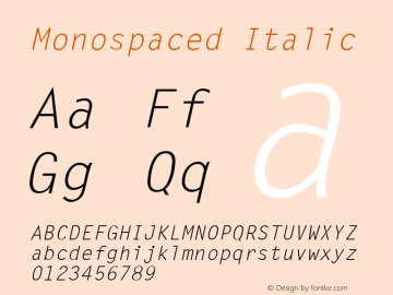 Monospaced Italic v1.0c图片样张