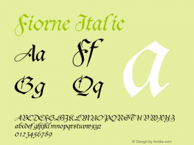 Fiorne Italic The IMSI MasterFonts Collection, tm 1995, 1996 IMSI (International Microcomputer Software Inc.)图片样张