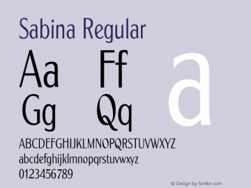 Sabina Regular Altsys Fontographer 3.5  9/15/95 Font Sample