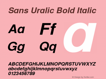 Sans Uralic Bold Italic Version 1.0 Font Sample