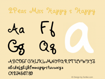 2Peas Miss Happy s Happy Version 1 Font Sample