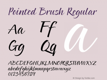 Pointed Brush Regular Version 2.0 Font Sample