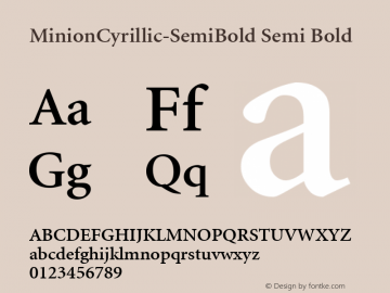 MinionCyrillic-SemiBold Semi Bold Version 1.00 Font Sample