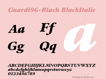 Guardi96-Black BlackItalic Version 1.00 Font Sample