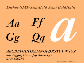 EhrhardtMT-SemiBold Semi BoldItalic Version 1.00 Font Sample