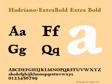 Hadriano-ExtraBold Extra Bold Version 1.00 Font Sample