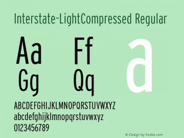 Interstate-LightCompressed Regular Version 001.000 Font Sample