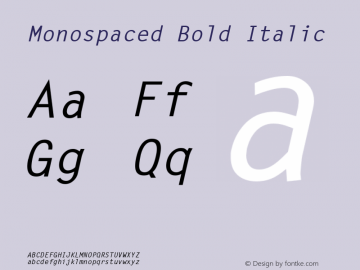Monospaced Bold Italic 1.0 Wed Nov 18 10:49:57 1992 Font Sample