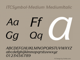 ITCSymbol-Medium MediumItalic Version 1.00 Font Sample