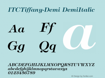 ITCTiffany-Demi DemiItalic Version 1.00 Font Sample