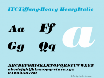 ITCTiffany-Heavy HeavyItalic Version 1.00 Font Sample