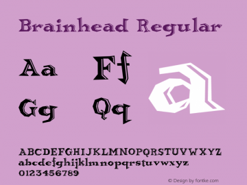 Brainhead Regular Altsys Fontographer 4.0.2 6/27/96 Font Sample