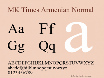 MK Times Armenian Normal 1.0 Thu Feb 04 19:33:19 1993图片样张