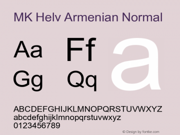 MK Helv Armenian Normal 1.0 Thu Feb 04 19:47:45 1993 Font Sample
