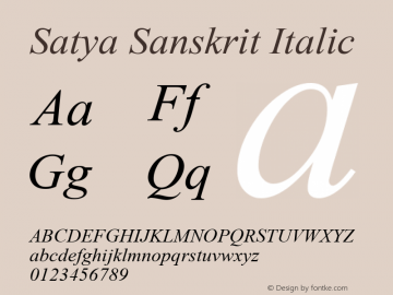 Satya Sanskrit Italic 11.26 Font Sample