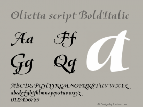 Olietta script BoldItalic Version 1.000 2007 initial release图片样张