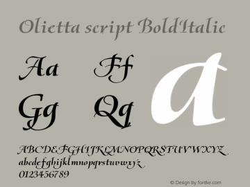Olietta script BoldItalic Version 1.000 2007 initial release Font Sample