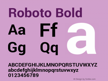 Roboto Bold Version 1.200310; 2013 Font Sample