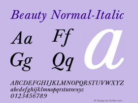 Beauty Normal-Italic 1.0 Sun Jan 09 15:20:14 1994 Font Sample