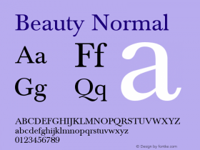 Beauty Normal 1.0 Sun Jan 09 15:19:03 1994 Font Sample