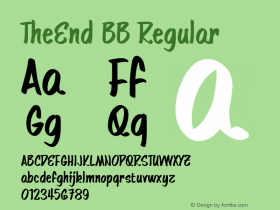 TheEnd BB Regular Macromedia Fontographer 4.1 10/27/04 Font Sample