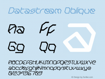 Datastream Oblique Macromedia Fontographer 4.1.5 9/7/03 Font Sample