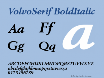 VolvoSerif BoldItalic 1.0 28/1/97 Font Sample