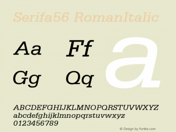 Serifa56 RomanItalic Version 1.00图片样张