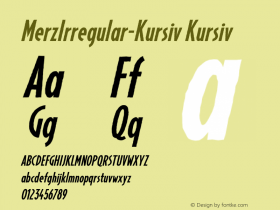 MerzIrregular-Kursiv Kursiv Version 1.00 Font Sample