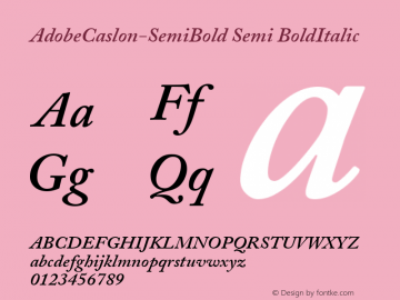 AdobeCaslon-SemiBold Semi BoldItalic Version 1.00图片样张