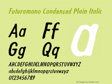 Futuramano Condensed Plain Italic PDF Extract图片样张