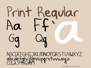 Print Regular 2001; 1.0, initial release Font Sample