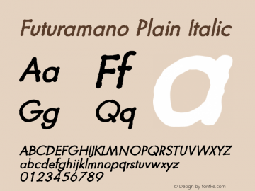 Futuramano Plain Italic PDF Extract Font Sample