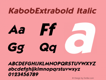 KabobExtrabold Italic Accurate Research Professional Fonts, Copyright (c)1995图片样张