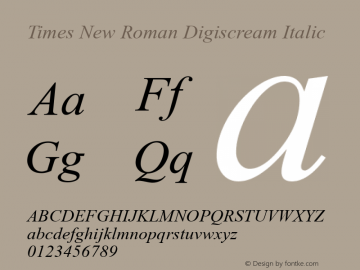 Times New Roman Digiscream Italic Version 2.76图片样张