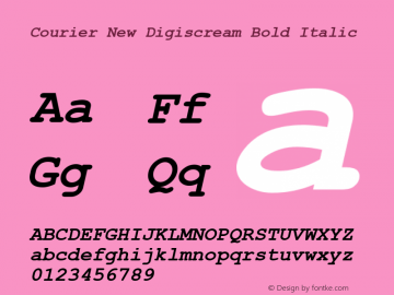 Courier New Digiscream Bold Italic Version 2.76 Font Sample