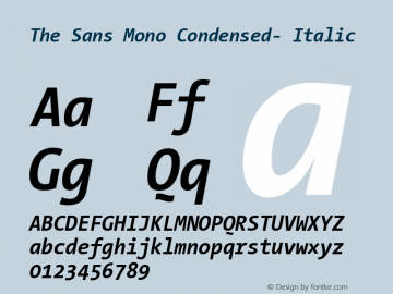 The Sans Mono Condensed- Italic Version 001.000 Font Sample