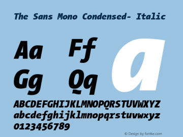 The Sans Mono Condensed- Italic Version 001.000图片样张
