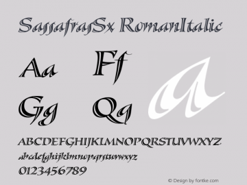 SassafrasSx RomanItalic Version 1.00 Font Sample