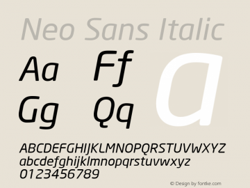 Neo Sans Italic Version 001.000 Font Sample