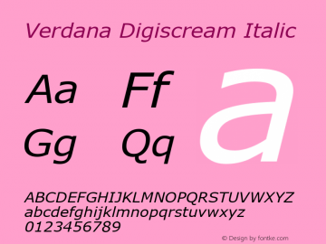 Verdana Digiscream Italic Version 2.35图片样张