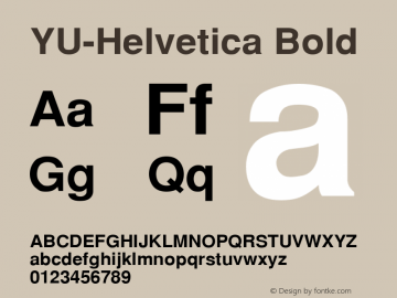 YU-Helvetica Bold 2.0 Fri Dec 31 15:00:00 1993 Font Sample