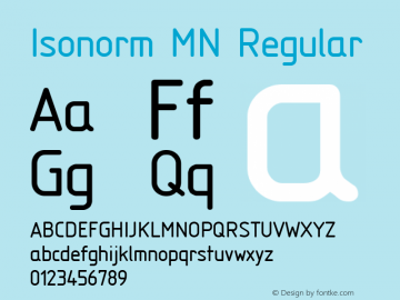 Isonorm MN Regular Version 001.004 Font Sample