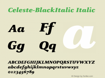Celeste-BlackItalic Italic Version 1.00图片样张