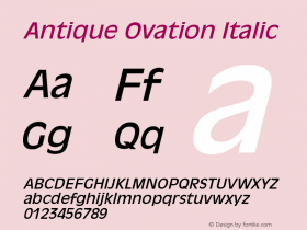 Antique Ovation Italic W.S.I. International Distribution v1.1 6/94 Font Sample