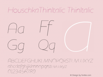 HouschkaThinItalic ThinItalic 001.000 Font Sample