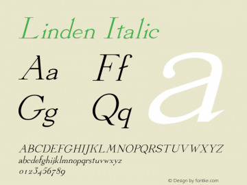 Linden Italic Converted from a:\LINDEN.FF1 by ALLTYPE图片样张