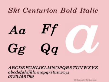 Skt Centurion Bold Italic Version 1.00 January 10, 2003, initial release Font Sample