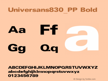 Universans830_PP Bold 1.000 Font Sample